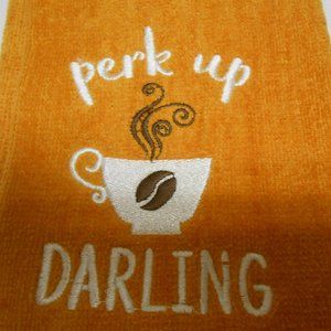 New plush orange Embroidered Kitchen Hand Towel : PERK UP DARLING Christmas 🎁